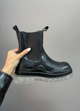 ◾ черевики bottega veneta boots clear black sole◽7 фото