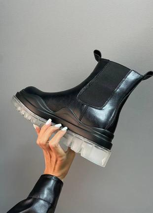 ◾ черевики bottega veneta boots clear black sole◽5 фото