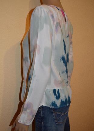 Блуза бирюзово-кремовая с розовым принтом h&m5 фото