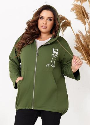 Трикотажный кардиган с капюшоном батал разные цвета  р 52-58