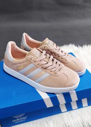 Женские кроссовки adidas gazelle персиковые3 фото