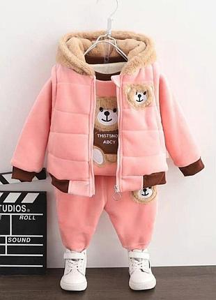 Велюровий костюм трійка на дівчаток