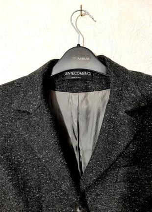 Gentecomenoi италия элегантный пиджак чёрный тёплый лана шерсть жакет классический женский3 фото