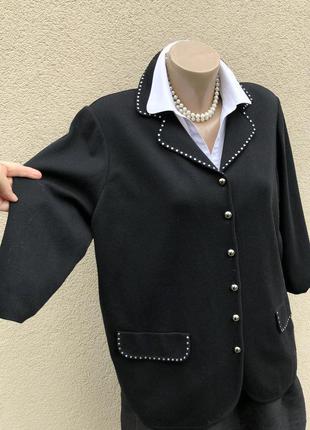 Чёрный кардиган,трикотаж жакет,пиджак с заклёпками,люкс бренд,stizzoli,3 фото