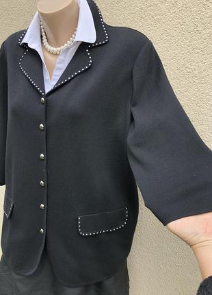 Чёрный кардиган,трикотаж жакет,пиджак с заклёпками,люкс бренд,stizzoli,5 фото