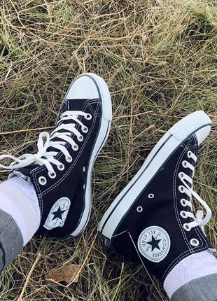 Кеды converse высокие чёрные all star high black5 фото