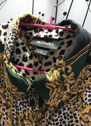 Женская рубашка monki яркий принт леопард зелёный3 фото