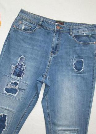 Суперовые стрейчевые джинсы бойфренд с латками f&f 🍁🌹🍁2 фото