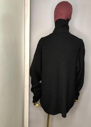 Оригинал christian dior винтажный чёрный объемный шерстяной свитер оверсайз гольф вязка рубчик6 фото