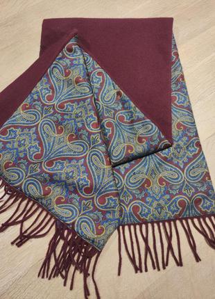 Розкішний двосторонній шарф з шовку і вовни, італія