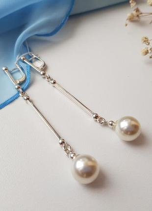 Срібні сережки з перлами4 фото