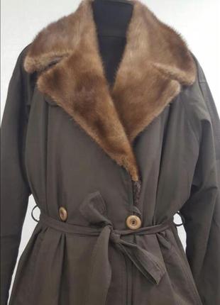 Пальто- шуба франция 🇫🇷 мех  натуральный внутри и норковый воротник !