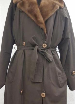 Пальто- шуба франция 🇫🇷 мех  натуральный внутри и норковый воротник !3 фото