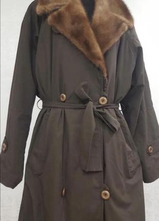 Пальто- шуба франция 🇫🇷 мех  натуральный внутри и норковый воротник !4 фото