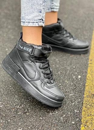 Кросівки nike air force shadow high fur black кроссовки