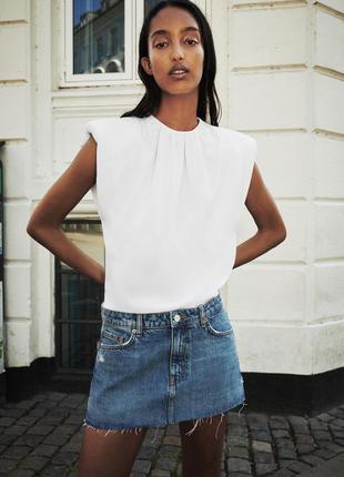 Топ с плечиками zara, новая белая блузка футболка zara