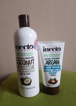 Кондиціонер inecto naturals coconut живильний з маслом кокоса+маска для волосся inecto naturals arg