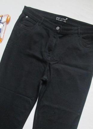 Шикарные стрейчевые чёрные джинсы бойфренд батал украшены стразами m&s 🌹👖🌹2 фото