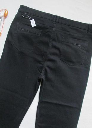 Шикарные стрейчевые чёрные джинсы бойфренд батал украшены стразами m&s 🌹👖🌹4 фото