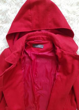 Пальто красное easy wear демисезон 50% шерсть5 фото