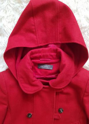 Пальто красное easy wear демисезон 50% шерсть4 фото