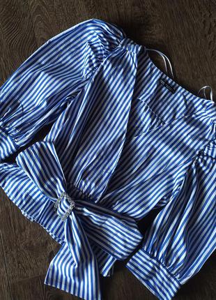 Zara блуза - топ с обьемными рукавами s8 фото