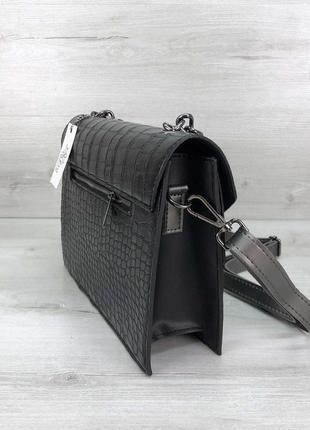 Женская сумка черная сумка черный клатч с цепочкой кроссбоди через плечо4 фото