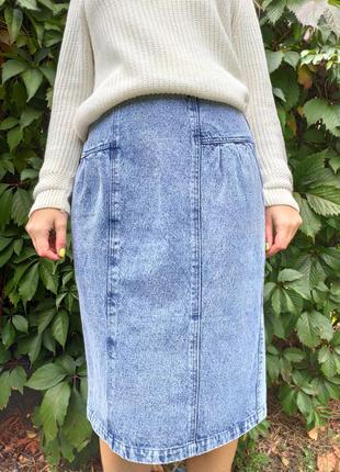 Джинсовая юбка варенка миди коттон от sportswear в стиле mango2 фото