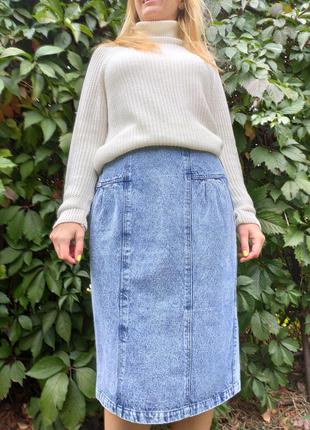 Джинсовая юбка варенка миди коттон от sportswear в стиле mango3 фото