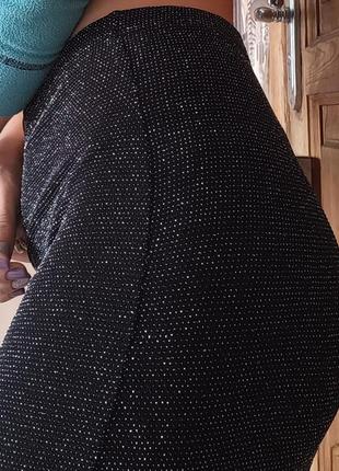 Нарядная черная юбка- карандаш с люрексом4 фото