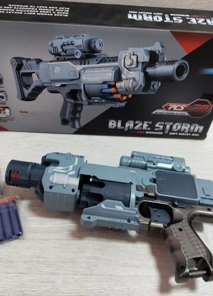 Гвинтівка, бластер з патронами дитяча blaze storm zc 7079 з циліндровим магазином + набір на 20 патронів