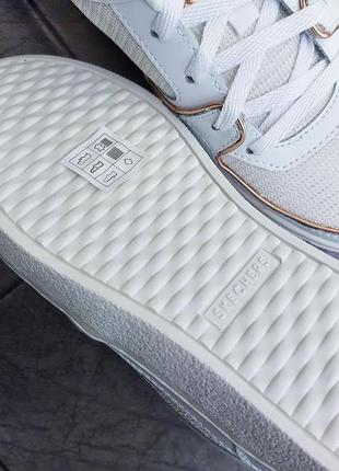Skechers оригинал белые кожаные кроссовки с золотыми вставками5 фото