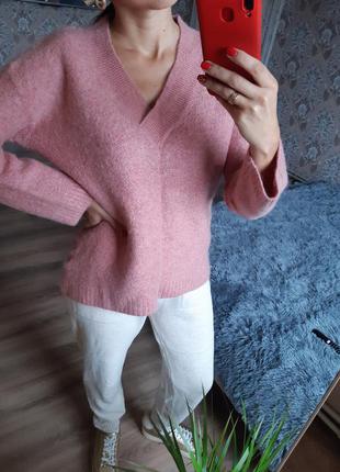 Шерстяной свитер цвет пыльной розы пудровый шерсть
