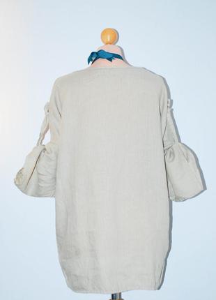Италия лен батал свободная льняная блуза кимоно рубашка рубаха2 фото