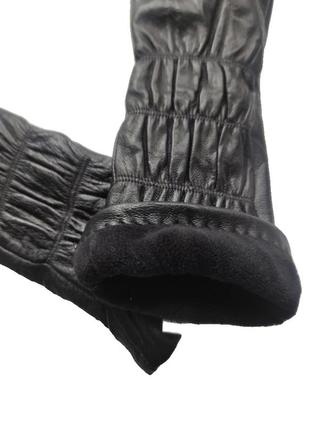 Женские удлинённые кожаные перчатки черные4 фото