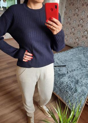 Базовый шерстяной свитер в рубчик шерсть2 фото