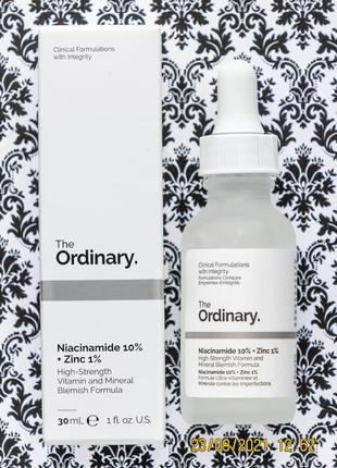 Сироватка для проблемної шкіри the ordinary 10% niacinamide 1% zinc serum ніацинамід цинк проти акне