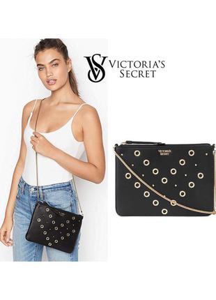 Оригинал victoria’s secret маленькая сумочка клатч конверт на золотой цепочке с люверсами и заклёпка4 фото