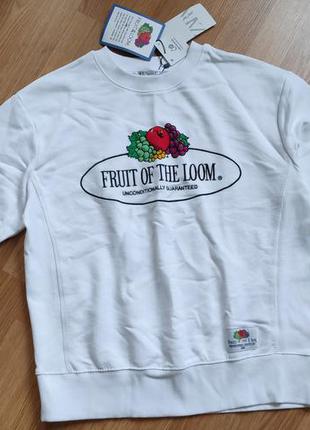 Світшот zara толстовка светр білий з принтом фрукти fruit of the loom зара 36 26 s