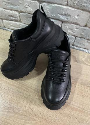 Массивные чёрные кроссовки на флиссе  38 р(24,5 см)3 фото