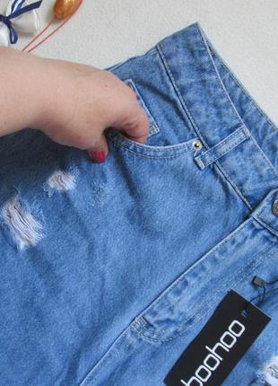 Шикарні трендові джинси мом з рваностями висока посадка boohoo 🍒🍓🍒3 фото