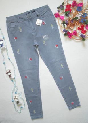 Бесподобные стрейчевые серые джинсы скинни с вышивкой tu 🍒🍓🍒1 фото