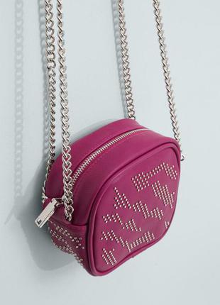 Сумка-клатч mango leo c кроссбоди crossbody з заклепками, на довгій ручці