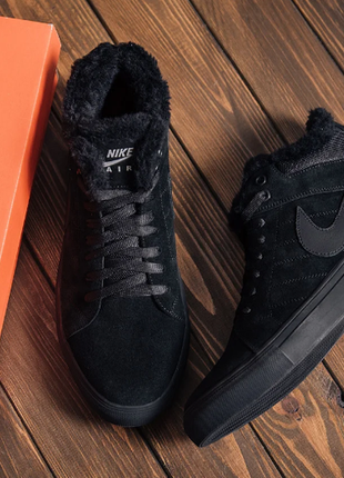 Чоловічі зимові шкіряні черевики nike n8 black-2 бот