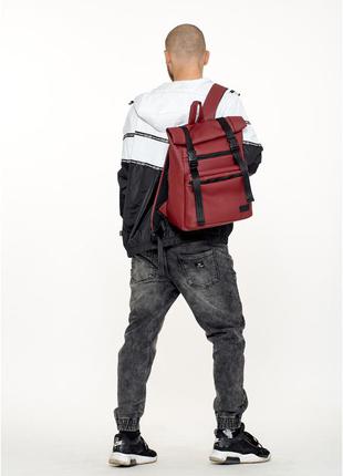 Стильний та якісний рюкзак ролл rolltop бордо. ідеальний для навчання. відділення для ноутбука3 фото