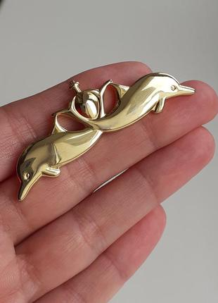 Вінтажна брошка пін дельфіни