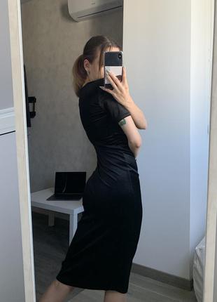 Замшевое черное вечернее платье2 фото