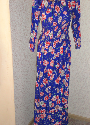 Синее платье в пол вискоза р.8-101 фото