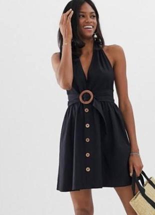 Сукня сарафан asos з відкритою спиною з гудзиками спереду і з поясом