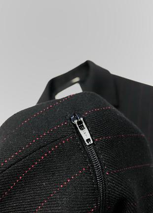 Винтажный шерстяной люксовый дизайнерский жакет gian franco ferre studio чёрный в красную полоску пиджак6 фото
